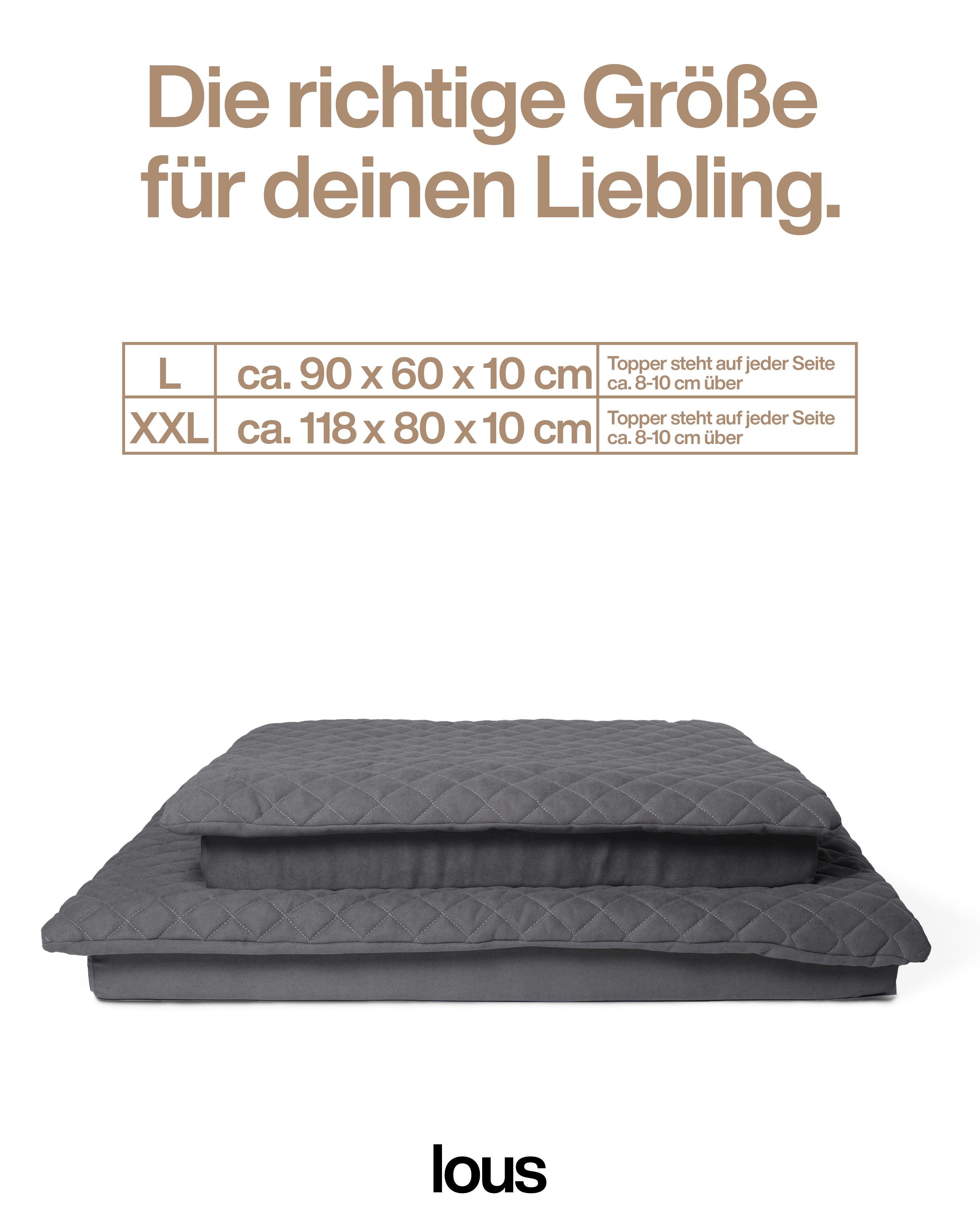 Nachhaltig (B-Variante): Lous 2 in 1 Hundebett mit abnehmbarem Topper für Couch oder Unterwegs.